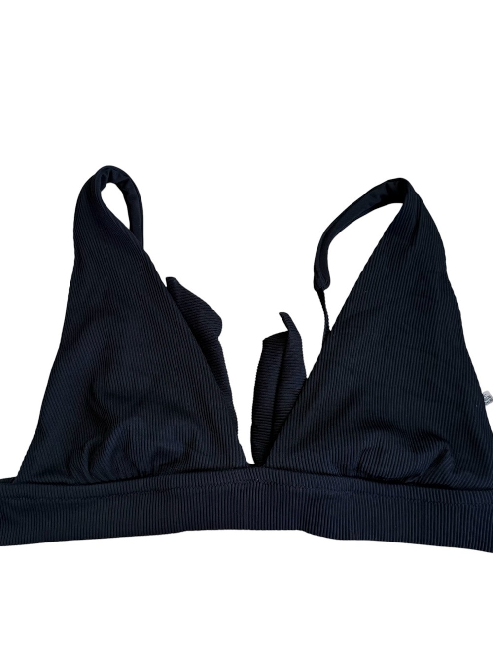 Aerie Black Ribbed Triangle Bikini Top